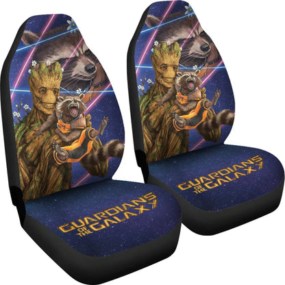 Groot And Rocket Guardians Of the Galaxy Car Seat Covers Movie Car Accessories Custom For Fans - PersonalizedFury