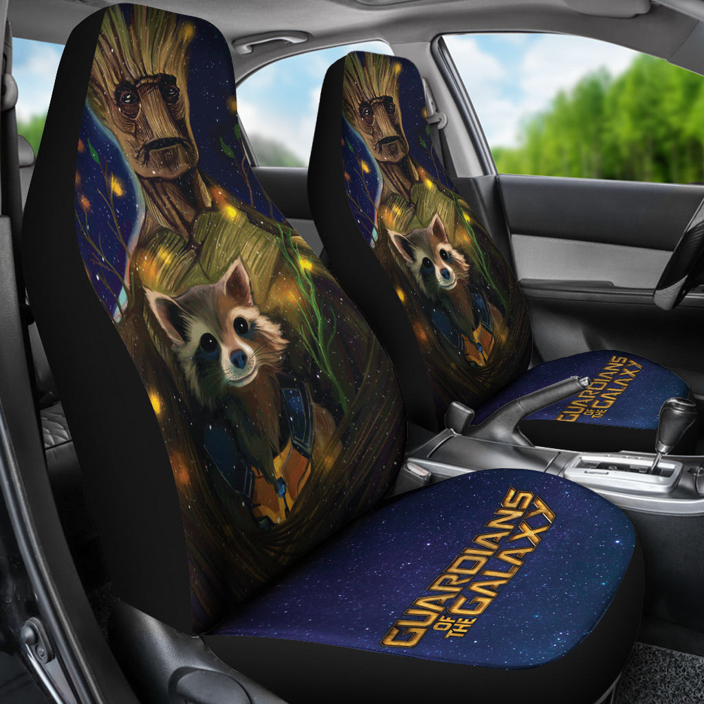 Groot And Rocket Guardians Of the Galaxy Car Seat Covers Movie Car Accessories Custom For Fans Ci22061305