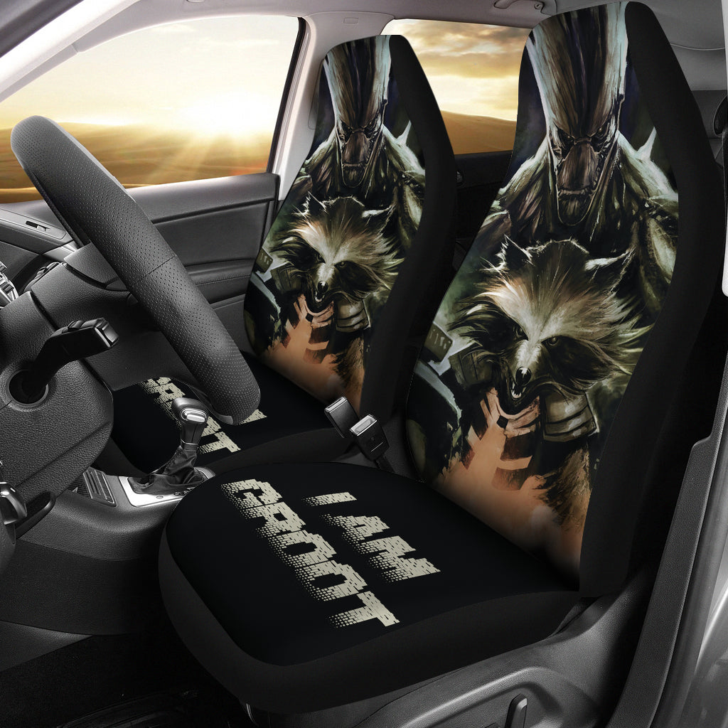 Groot And Rocket Guardians Of the Galaxy Car Seat Covers Movie Car Accessories Custom For Fans Ci22061304