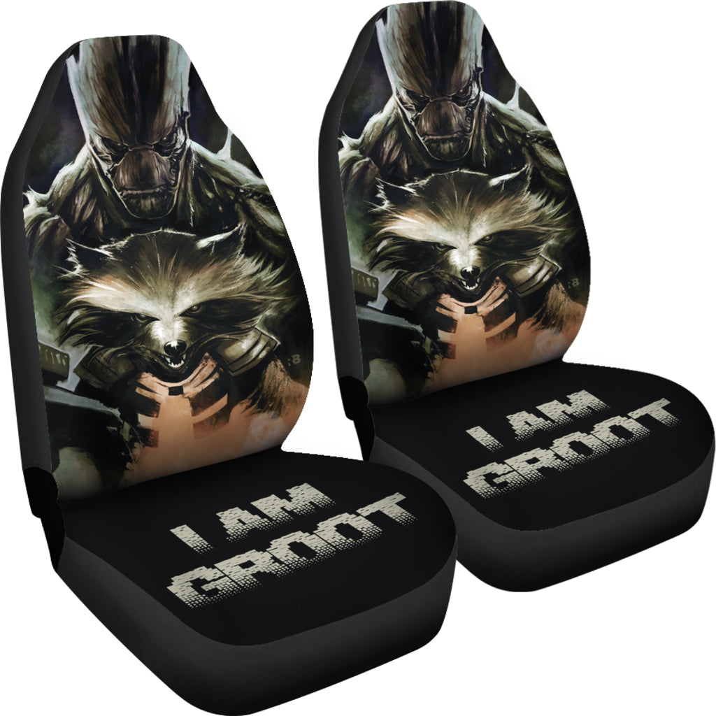 Groot And Rocket Guardians Of the Galaxy Car Seat Covers Movie Car Accessories Custom For Fans Ci22061304