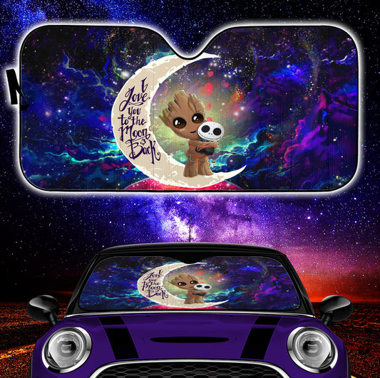 Groot Hold Jack Skelington Love You To The Moon Galaxy Car Auto Sunshades