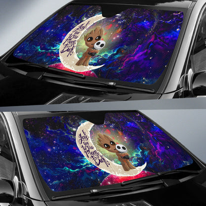 Groot Hold Jack Skelington Love You To The Moon Galaxy Car Auto Sunshades