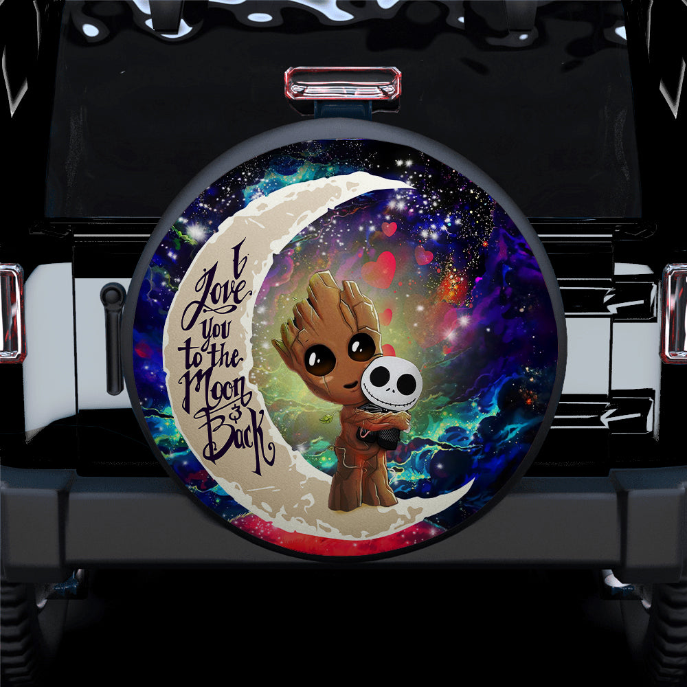 Groot Hold Jack Skelington Love You To The Moon Galaxy Car Spare Tire Cover
