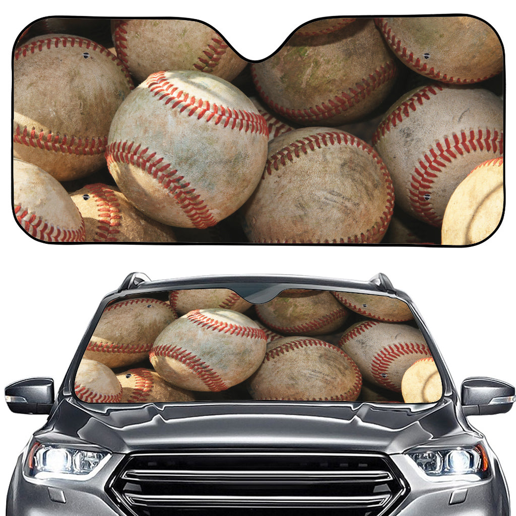 Grunge Baseballs Print Car Windshield Sun Shade