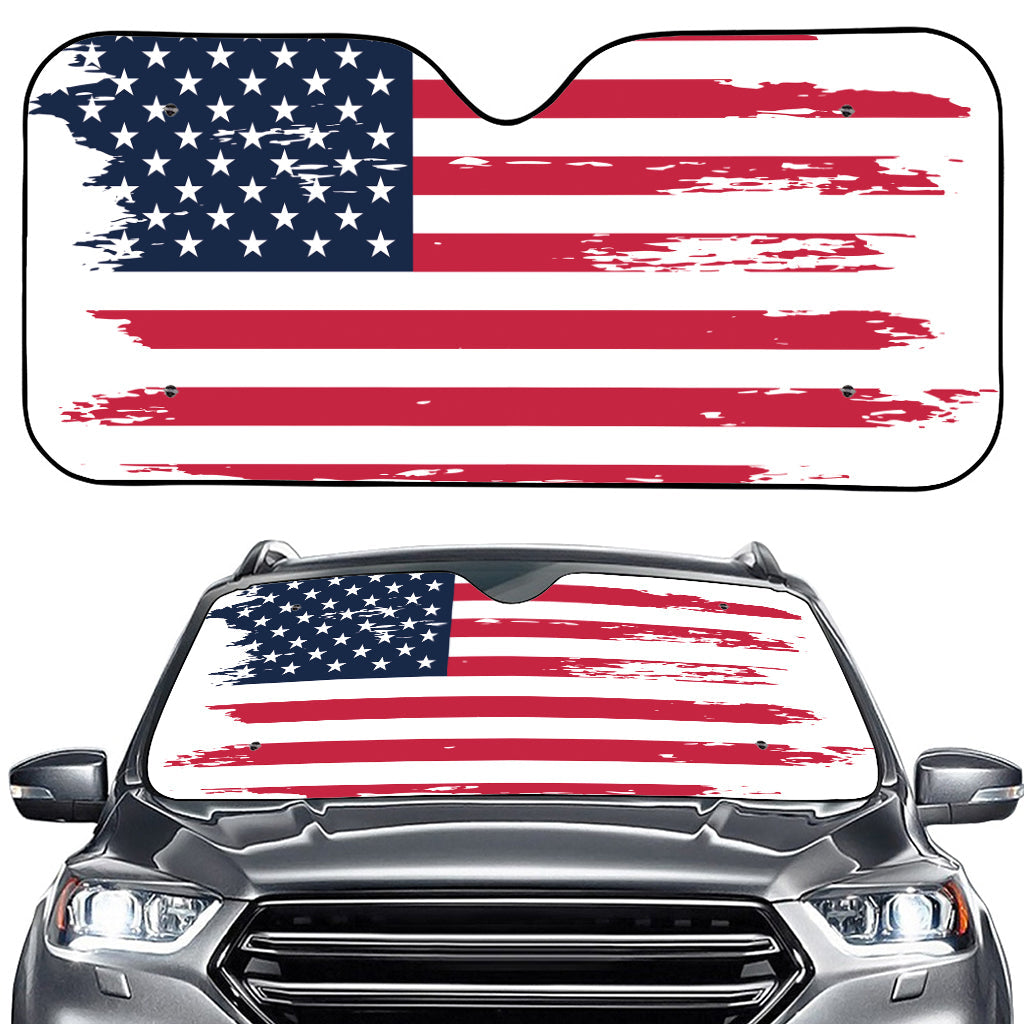 Grunge Flag Of USA Print Car Windshield Sun Shade