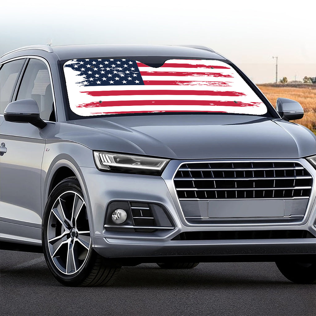 Grunge Flag Of USA Print Car Windshield Sun Shade