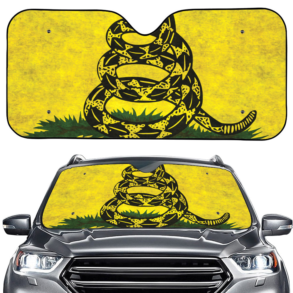 Grunge Gadsden Flag Print Car Windshield Sun Shade