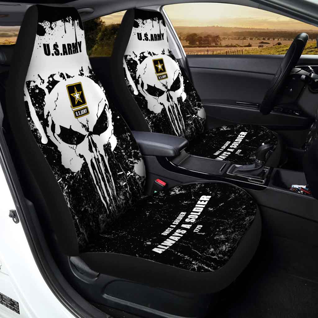 Grunge Skull Car Seat Covers Custom US Army Car Accessories