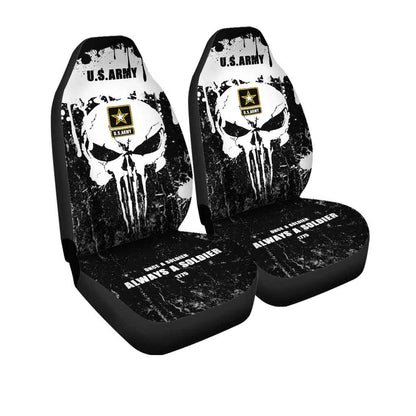Grunge Skull Car Seat Covers Custom US Army Car Accessories