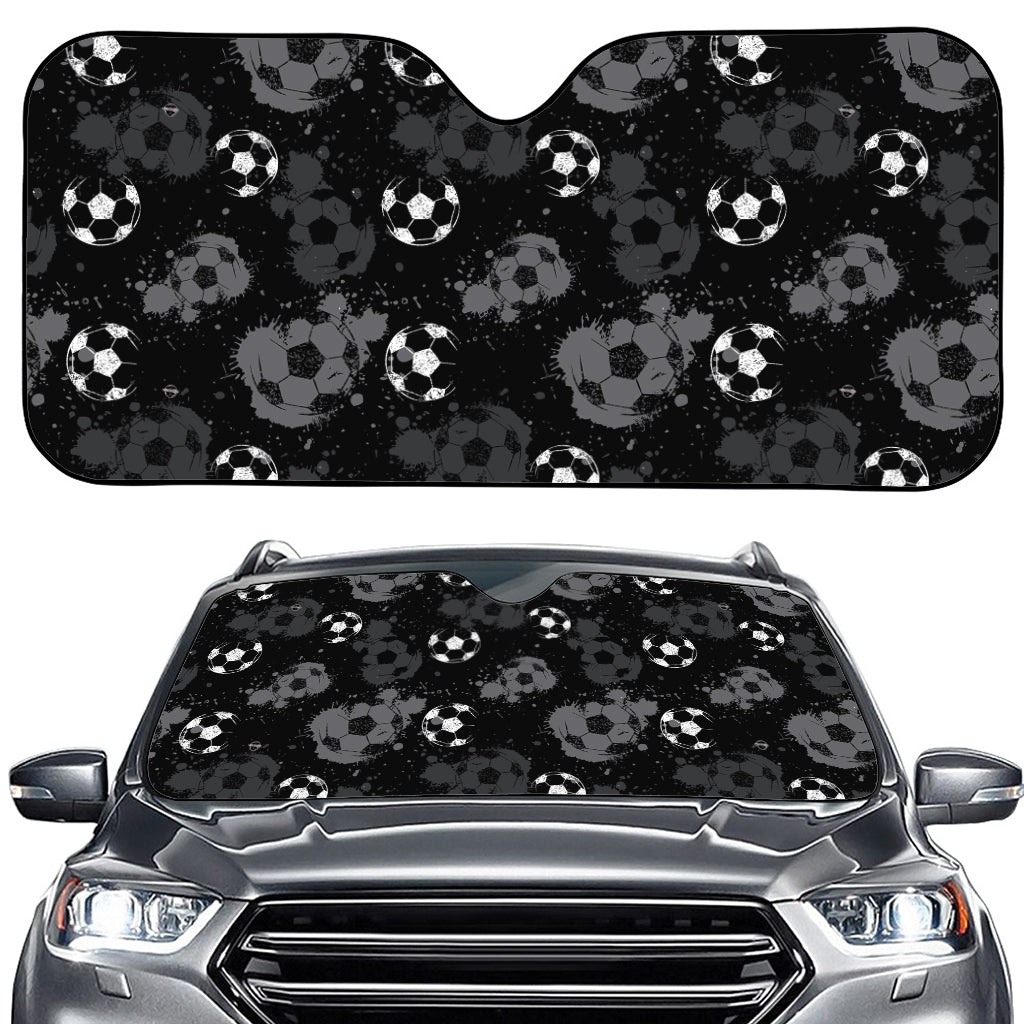 Grunge Soccer Ball Pattern Print Car Windshield Sun Shade