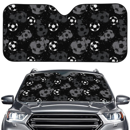 Grunge Soccer Ball Pattern Print Car Windshield Sun Shade