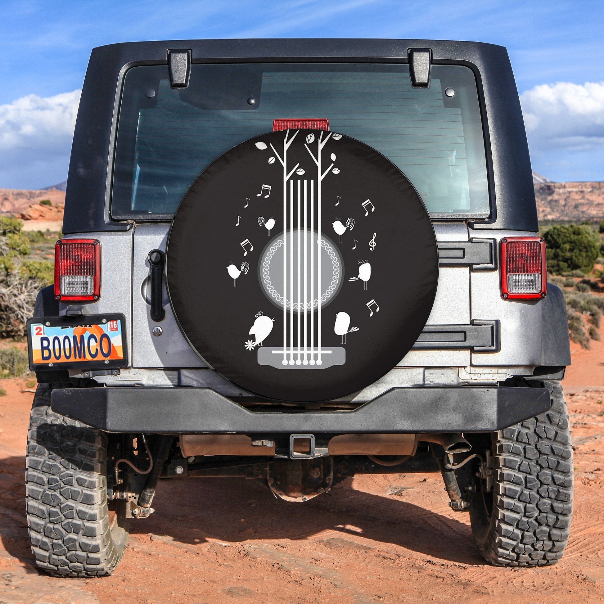 Guitar Strings And Singing Birds Spare Tire Cover