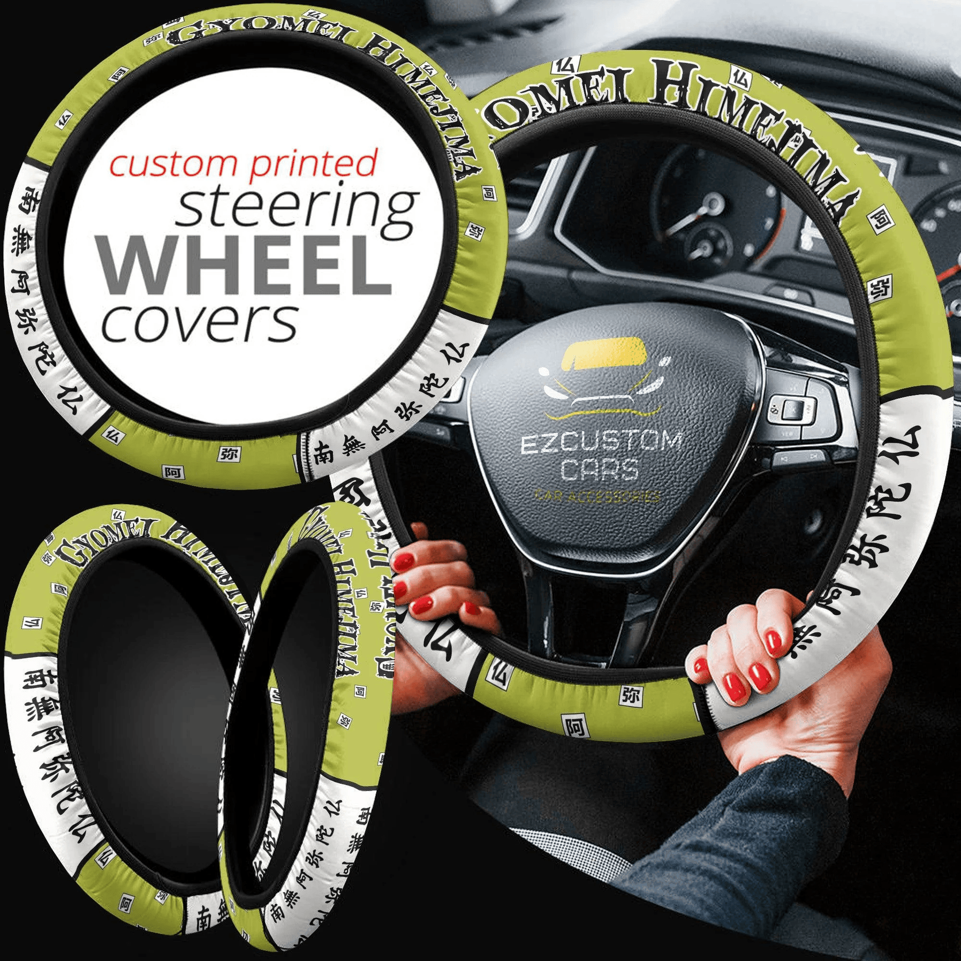 Gyomei Himejima Anime Steering Wheel Cover Custom Anime Demon Slayer Car Accessories