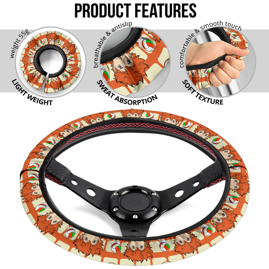 Haikyu Shoyo Hinata Volleyball Anime Premium Custom Car Steering Wheel Cover