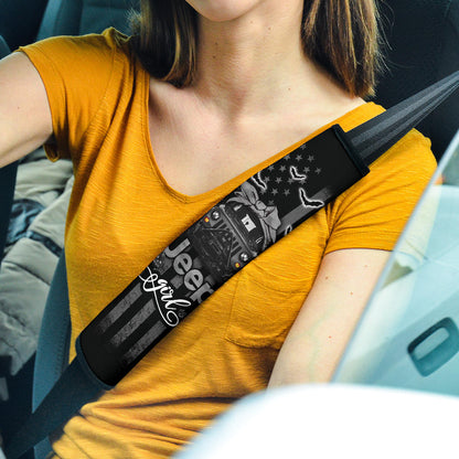 Halloween American Flag Black Jeep Girl Car Seat Belt Cover Custom Car Accessories