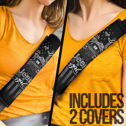 Halloween American Flag Black Jeep Girl Car Seat Belt Cover Custom Car Accessories