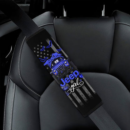 Halloween American Flag Blue Jeep Girl Car Seat Belt Cover Custom Car Accessories