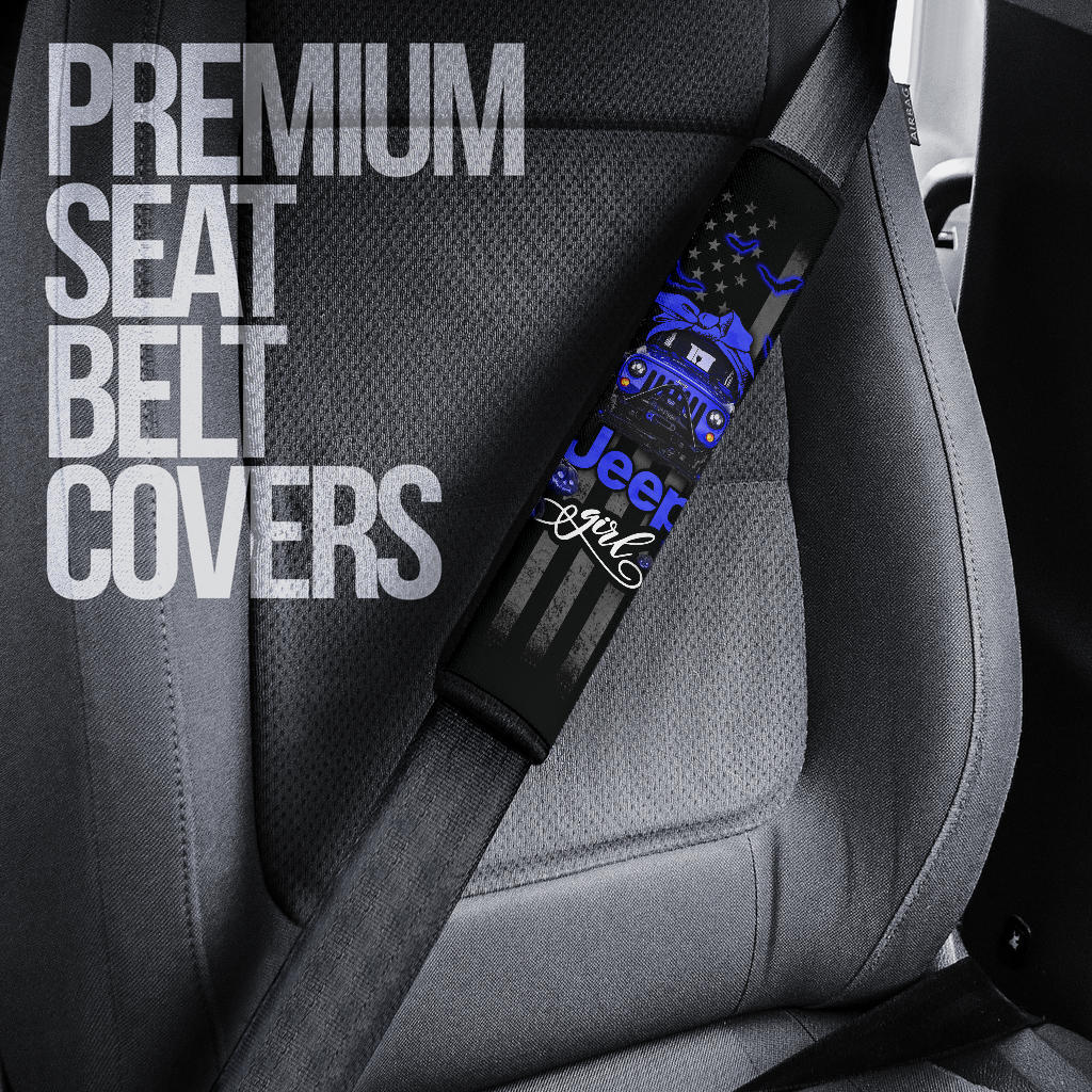 Halloween American Flag Blue Jeep Girl Car Seat Belt Cover Custom Car Accessories