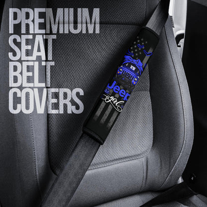 Halloween American Flag Blue Jeep Girl Car Seat Belt Cover Custom Car Accessories