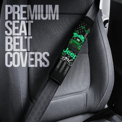 Halloween American Flag Green Jeep Girl Car Seat Belt Cover Custom Car Accessories