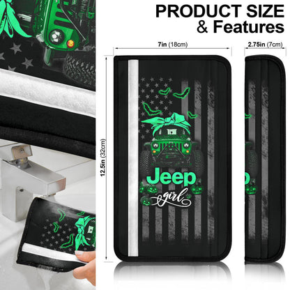 Halloween American Flag Green Jeep Girl Car Seat Belt Cover Custom Car Accessories