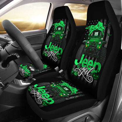 Halloween American Flag Green Jeep Girl Car Seat Covers