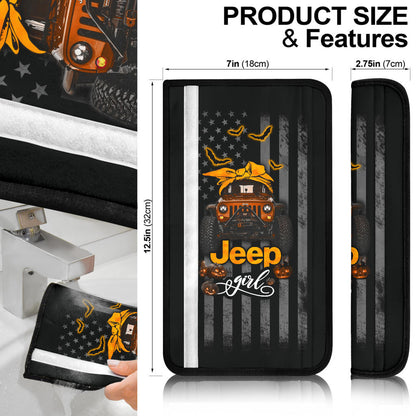 Halloween American Flag Orange Jeep Girl Car Seat Belt Cover Custom Car Accessories