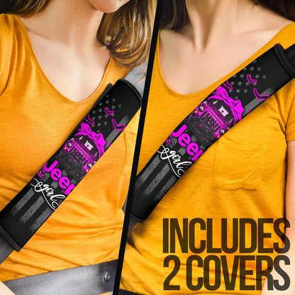 Halloween American Flag Pink Jeep Girl Car Seat Belt Cover Custom Car Accessories - PersonalizedFury