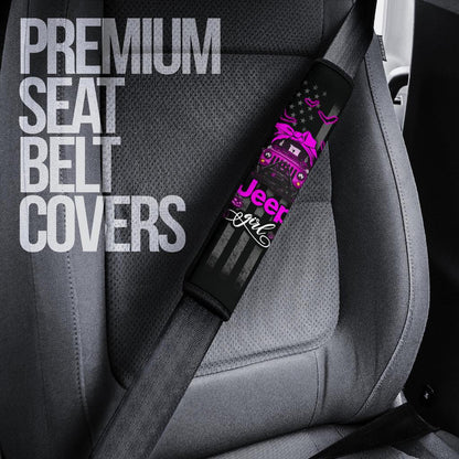 Halloween American Flag Pink Jeep Girl Car Seat Belt Cover Custom Car Accessories - PersonalizedFury
