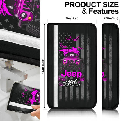Halloween American Flag Pink Jeep Girl Car Seat Belt Cover Custom Car Accessories - PersonalizedFury