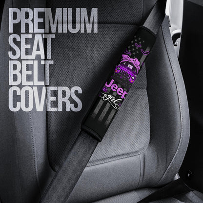 Halloween American Flag Purple Jeep Girl Car Seat Belt Cover Custom Car Accessories