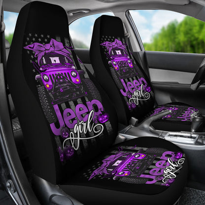 Halloween American Flag Purple Jeep Girl Car Seat Covers
