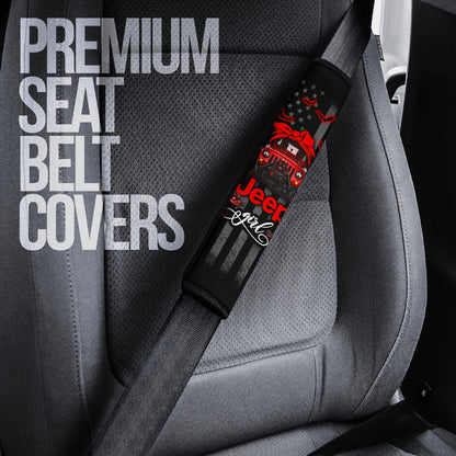 Halloween American Flag Red Jeep Girl Car Seat Belt Cover Custom Car Accessories