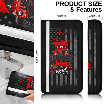 Halloween American Flag Red Jeep Girl Car Seat Belt Cover Custom Car Accessories