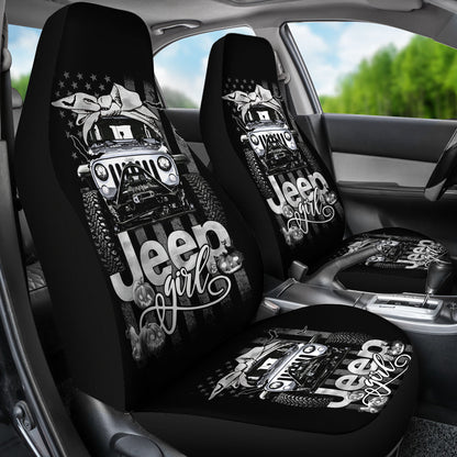 Halloween American Flag White Jeep Girl Car Seat Covers