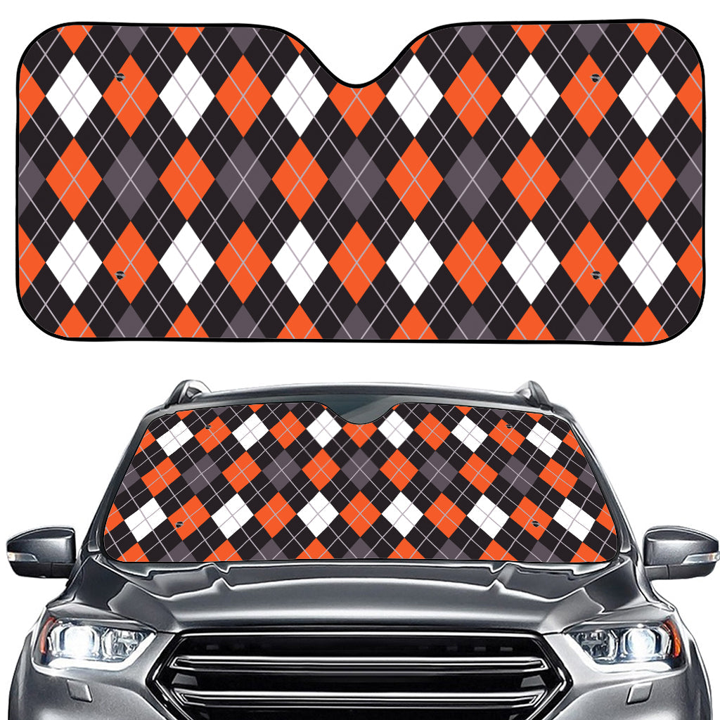 Halloween Argyle Pattern Print Car Windshield Sun Shade
