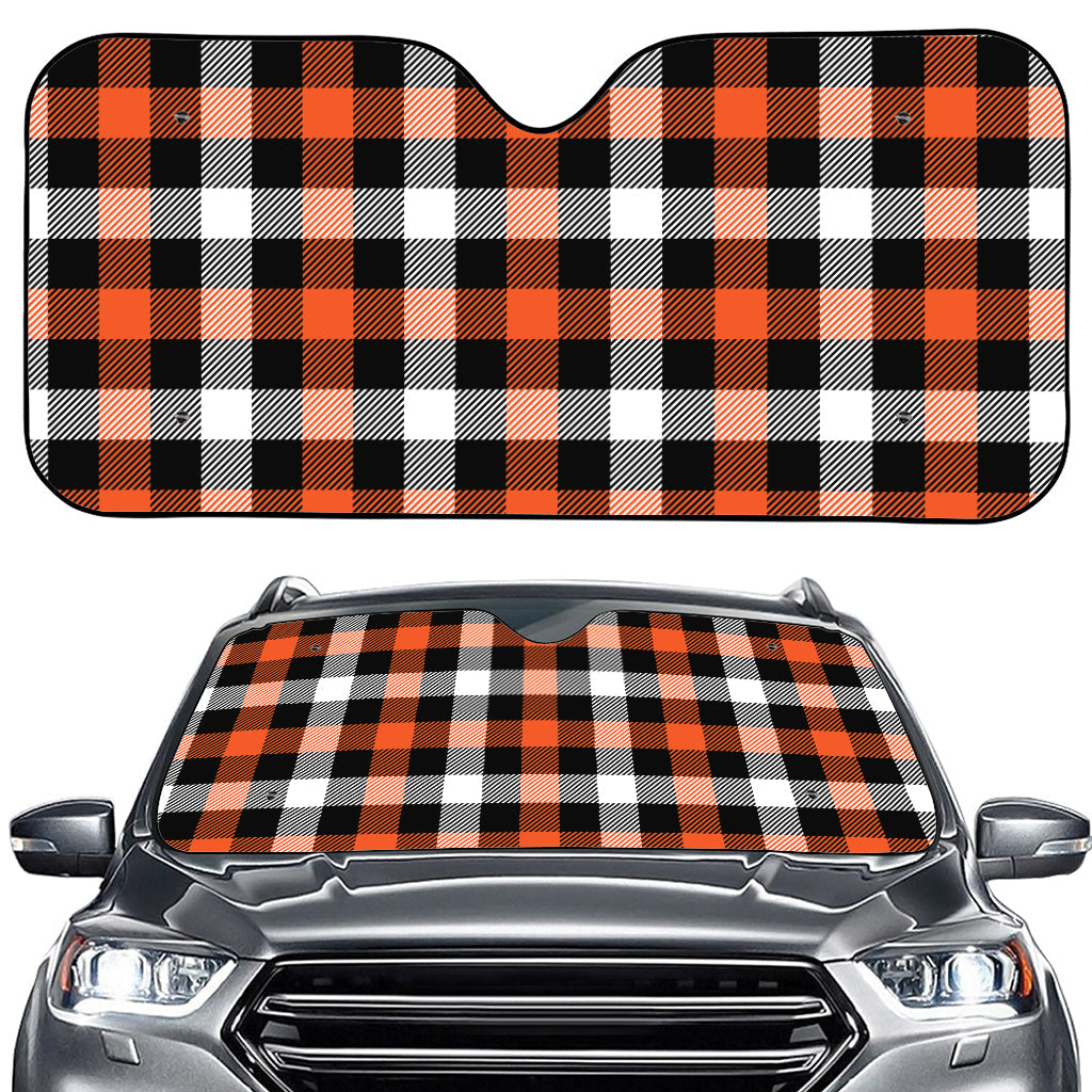 Halloween Buffalo Plaid Pattern Print Car Windshield Sun Shade