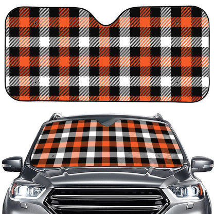 Halloween Buffalo Plaid Pattern Print Car Windshield Sun Shade