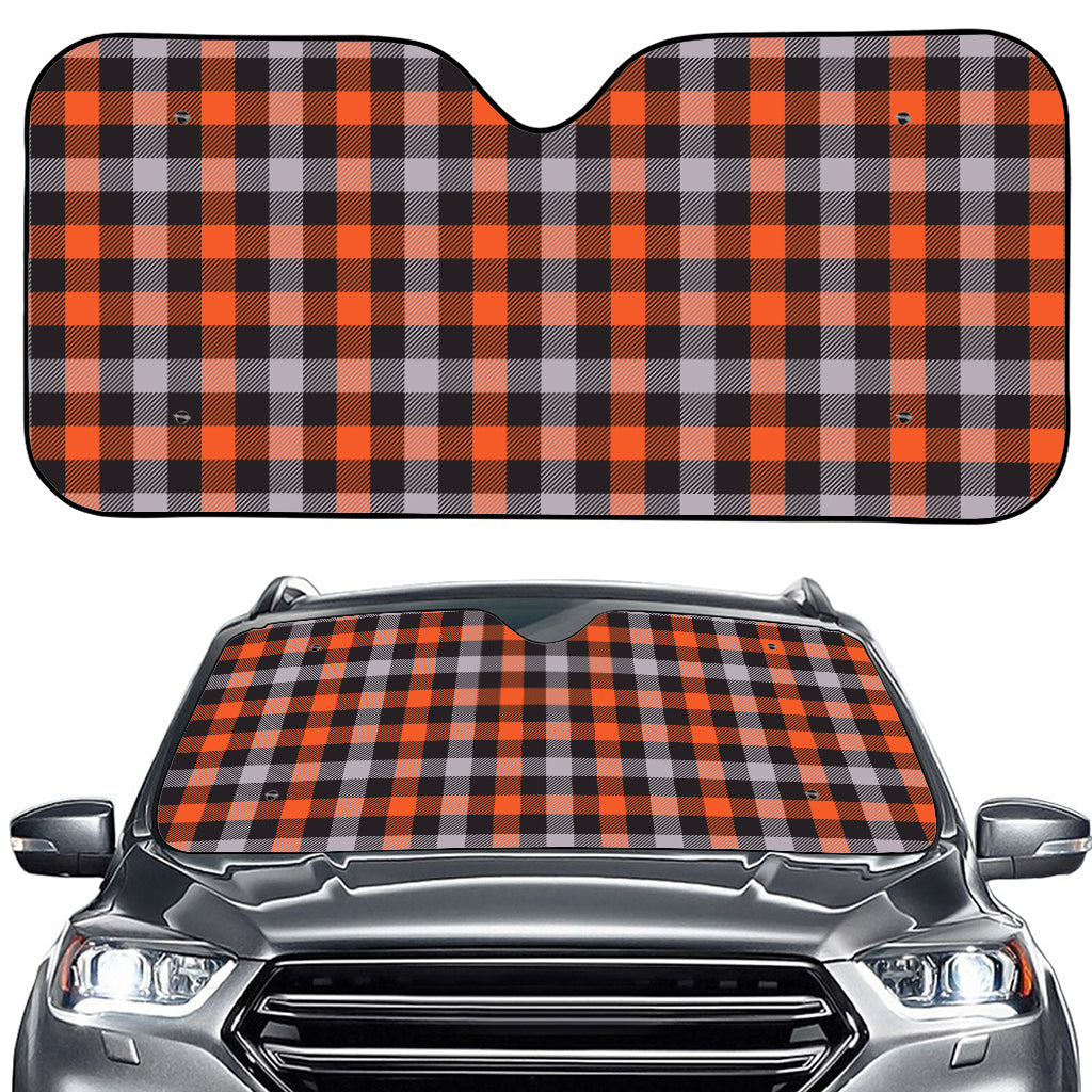 Halloween Buffalo Plaid Print Car Windshield Sun Shade