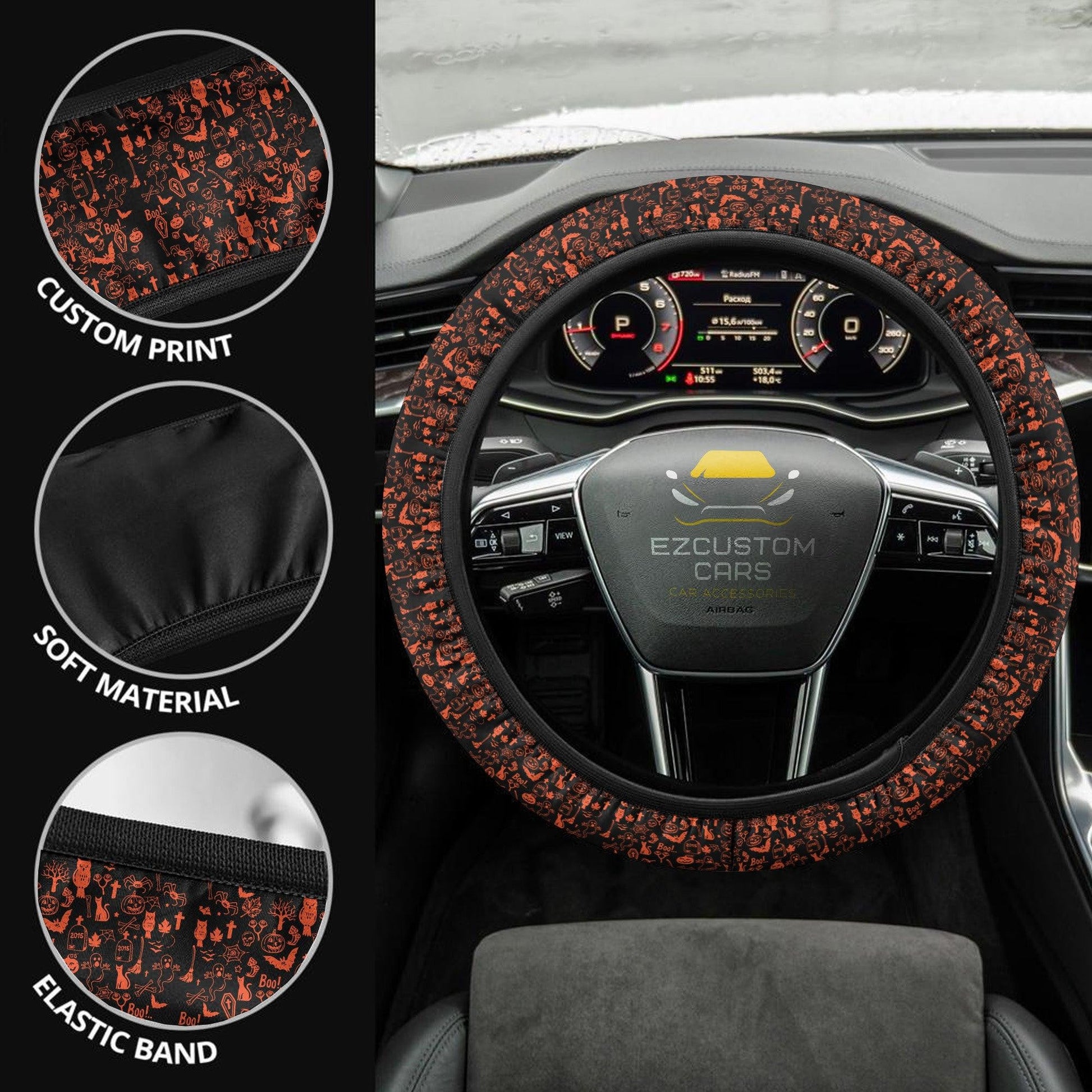 Halloween Car Accessories Steering Wheel Cover Halloween Boo Parttern
