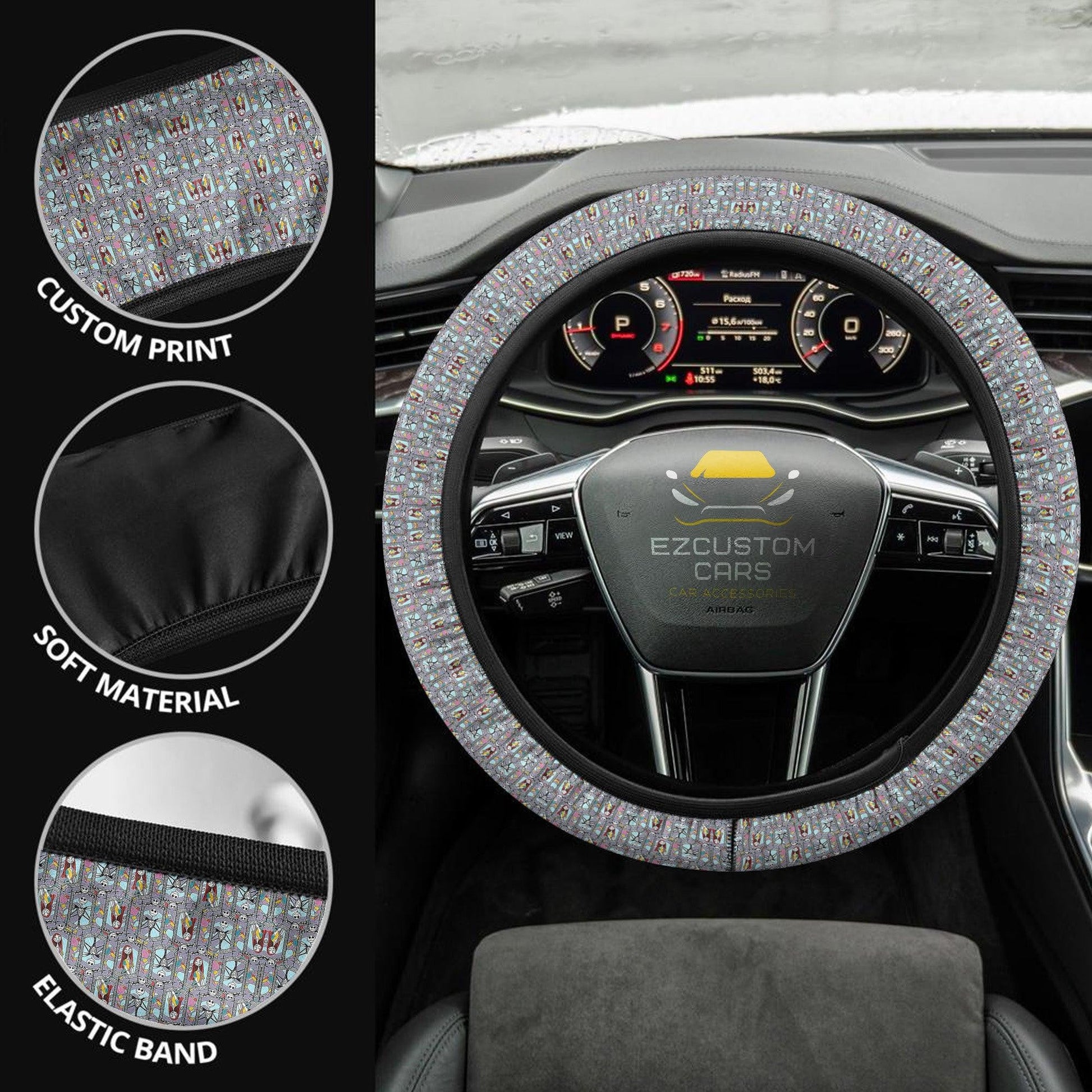 Halloween Car Accessories Steering Wheel Cover Halloween Jack Sally Pattern