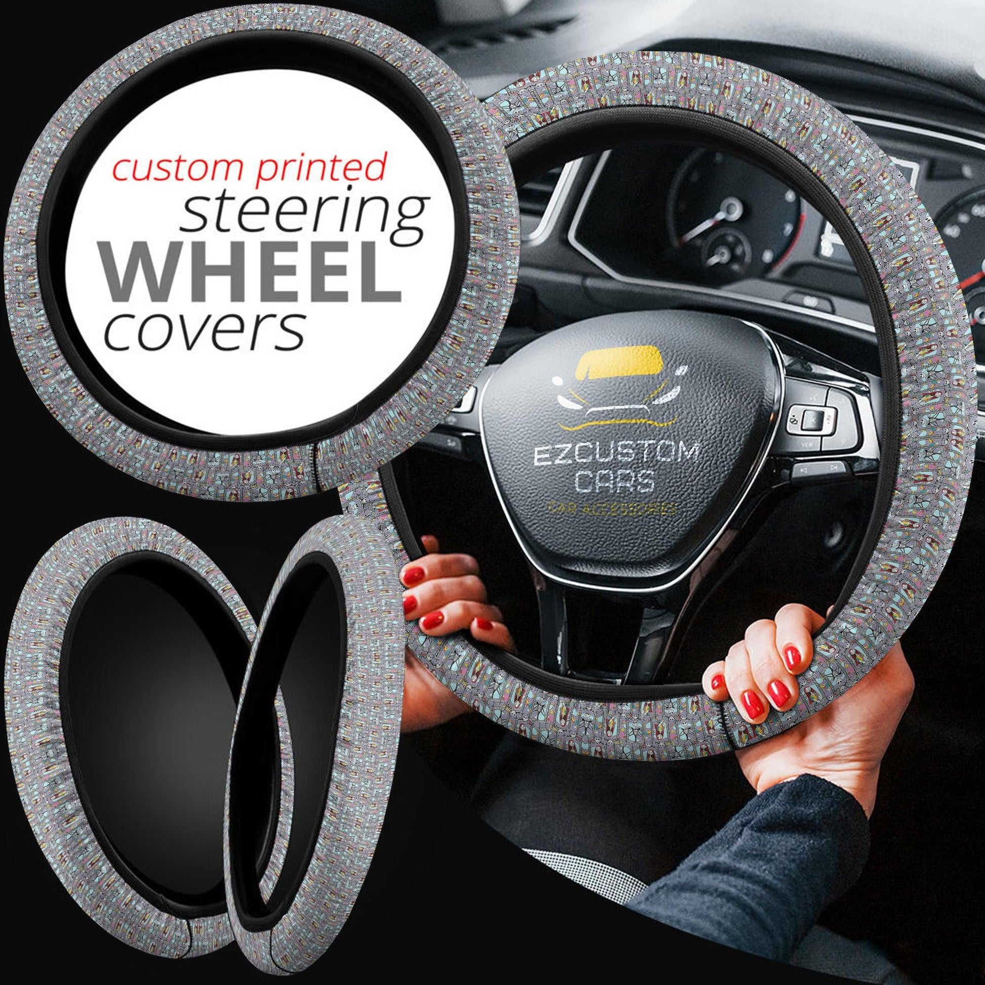 Halloween Car Accessories Steering Wheel Cover Halloween Jack Sally Pattern