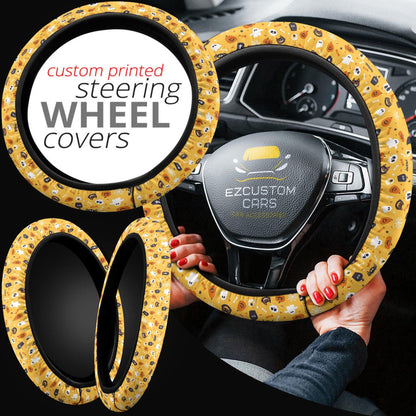Halloween Car Accessories Steering Wheel Cover Halloween Pattern Ghost, Skull, Pumpkin