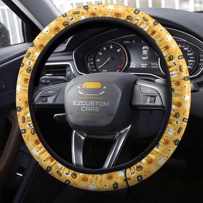 Halloween Car Accessories Steering Wheel Cover Halloween Pattern Ghost, Skull, Pumpkin