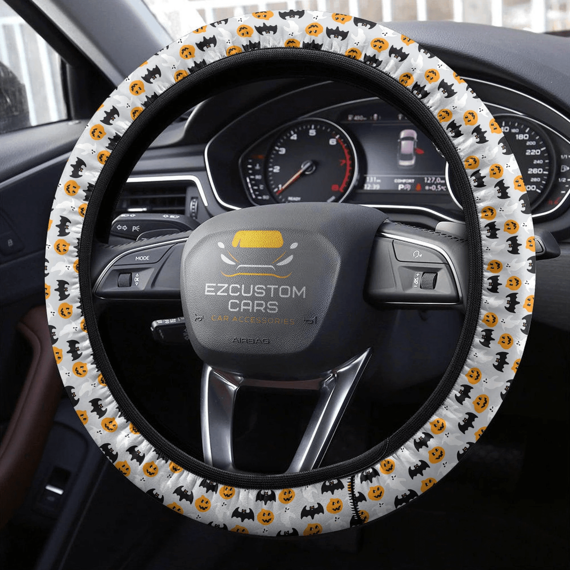 Halloween Car Accessories Steering Wheel Cover Halloween Pumpkin and Bat