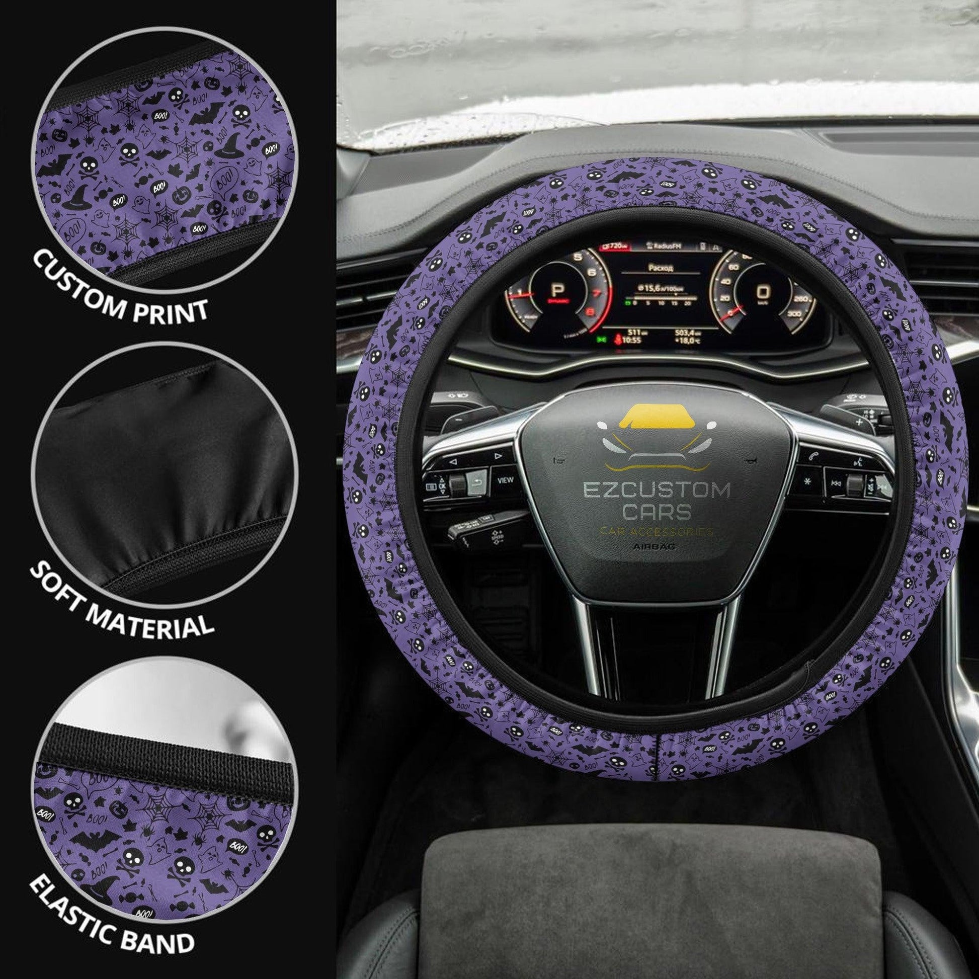 Halloween Car Accessories Steering Wheel Cover Halloween Purple