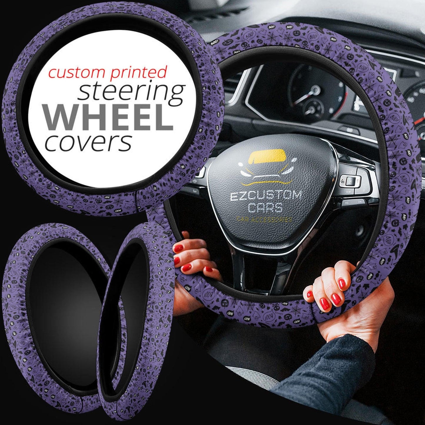 Halloween Car Accessories Steering Wheel Cover Halloween Purple