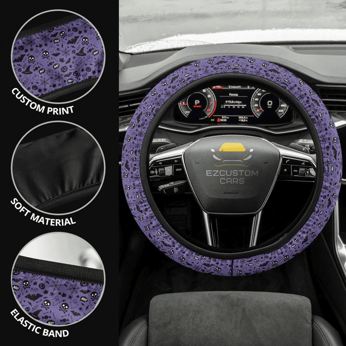 Halloween Car Accessories Steering Wheel Cover Halloween Purple