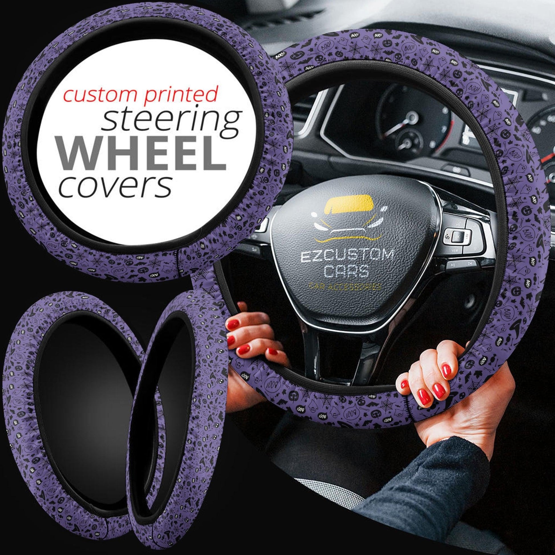 Halloween Car Accessories Steering Wheel Cover Halloween Purple