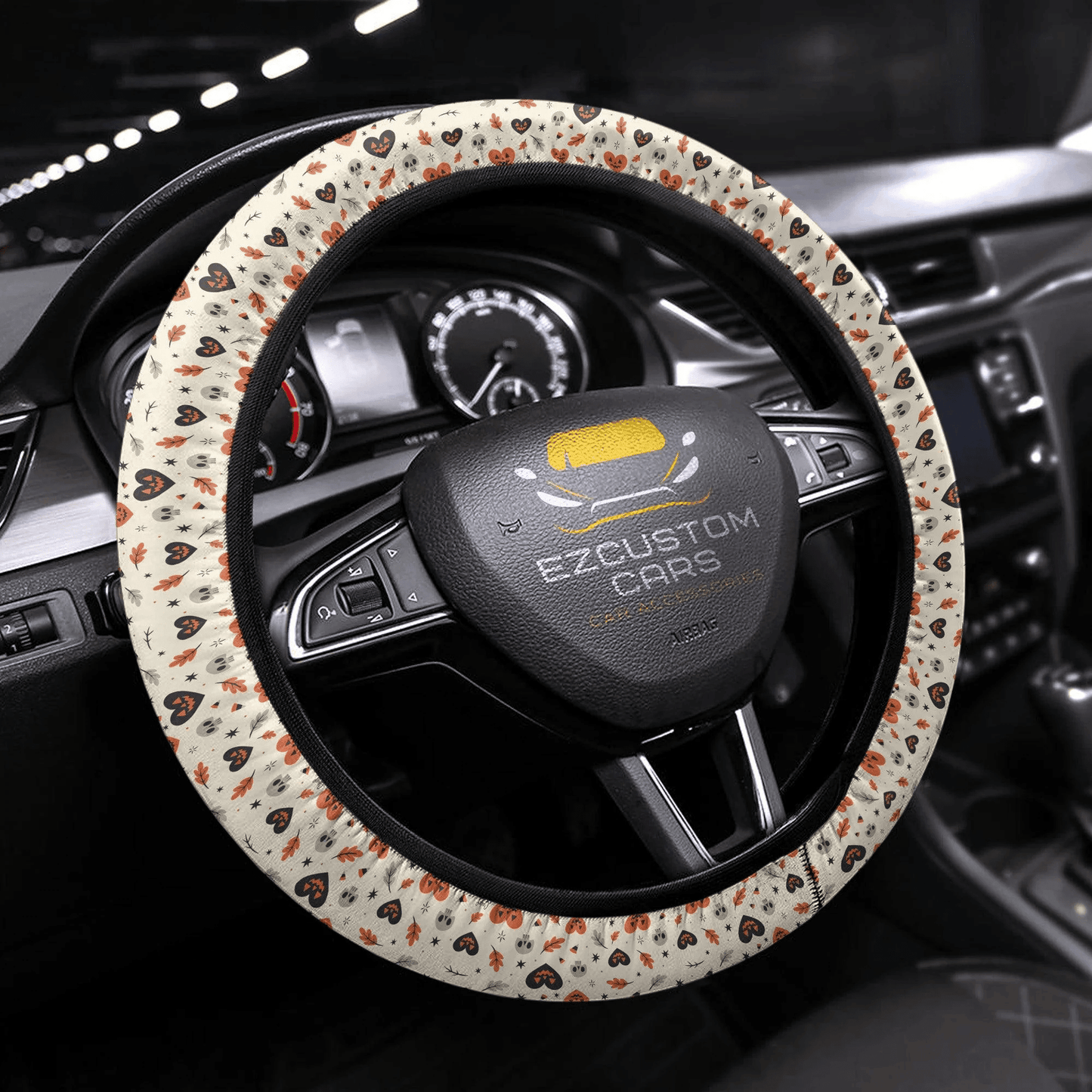 Halloween Car Accessories Steering Wheel Cover Halloween Skull With Heart